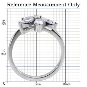 TK084 - High polished (no plating) Stainless Steel Ring with AAA Grade CZ  in Light Amethyst