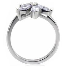 Load image into Gallery viewer, LOTK084 - High polished (no plating) Stainless Steel Ring with AAA Grade CZ  in Light Amethyst