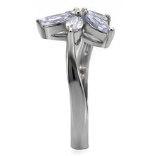 Load image into Gallery viewer, TK084 - High polished (no plating) Stainless Steel Ring with AAA Grade CZ  in Light Amethyst