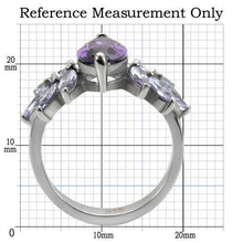 Load image into Gallery viewer, TK085 - High polished (no plating) Stainless Steel Ring with AAA Grade CZ  in Amethyst