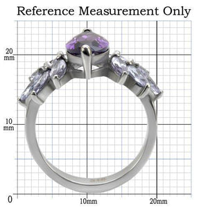 TK085 - High polished (no plating) Stainless Steel Ring with AAA Grade CZ  in Amethyst