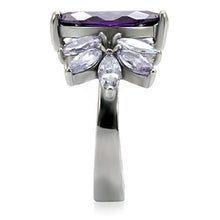 Load image into Gallery viewer, TK085 - High polished (no plating) Stainless Steel Ring with AAA Grade CZ  in Amethyst