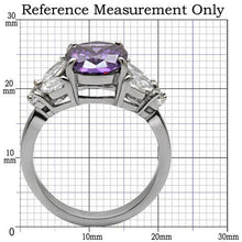 Load image into Gallery viewer, TK086 - High polished (no plating) Stainless Steel Ring with AAA Grade CZ  in Amethyst