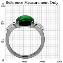 Load image into Gallery viewer, TK087 - High polished (no plating) Stainless Steel Ring with Synthetic Synthetic Glass in Emerald