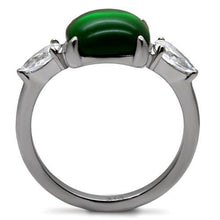 Load image into Gallery viewer, TK087 - High polished (no plating) Stainless Steel Ring with Synthetic Synthetic Glass in Emerald