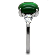 Load image into Gallery viewer, TK087 - High polished (no plating) Stainless Steel Ring with Synthetic Synthetic Glass in Emerald