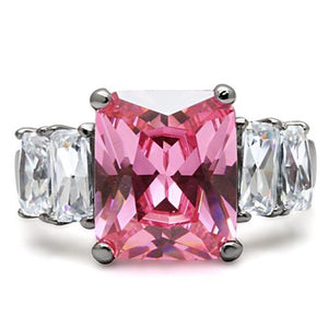 TK088 - High polished (no plating) Stainless Steel Ring with AAA Grade CZ  in Rose