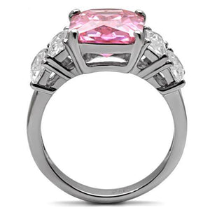 TK088 - High polished (no plating) Stainless Steel Ring with AAA Grade CZ  in Rose