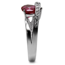 Load image into Gallery viewer, TK089 - High polished (no plating) Stainless Steel Ring with AAA Grade CZ  in Ruby