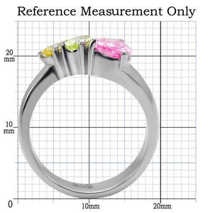 TK091 - High polished (no plating) Stainless Steel Ring with AAA Grade CZ  in Multi Color