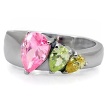 Load image into Gallery viewer, TK091 - High polished (no plating) Stainless Steel Ring with AAA Grade CZ  in Multi Color