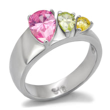 Load image into Gallery viewer, TK091 - High polished (no plating) Stainless Steel Ring with AAA Grade CZ  in Multi Color