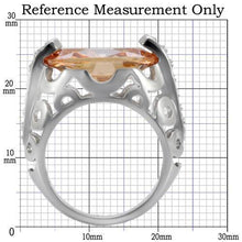 Load image into Gallery viewer, TK092 - High polished (no plating) Stainless Steel Ring with AAA Grade CZ  in Champagne