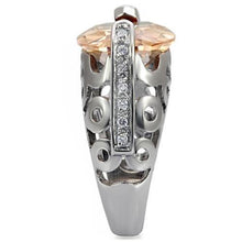 Load image into Gallery viewer, TK092 - High polished (no plating) Stainless Steel Ring with AAA Grade CZ  in Champagne