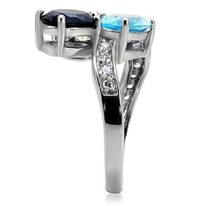 TK094 - High polished (no plating) Stainless Steel Ring with Synthetic Synthetic Glass in Multi Color