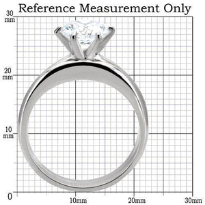 TK097 - High polished (no plating) Stainless Steel Ring with AAA Grade CZ  in Clear