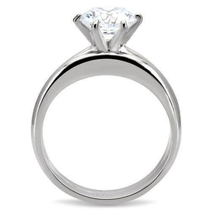 TK097 - High polished (no plating) Stainless Steel Ring with AAA Grade CZ  in Clear