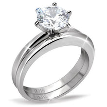 Load image into Gallery viewer, TK097 - High polished (no plating) Stainless Steel Ring with AAA Grade CZ  in Clear