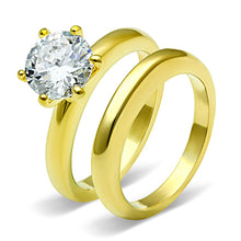 Load image into Gallery viewer, TK097G - IP Gold(Ion Plating) Stainless Steel Ring with AAA Grade CZ  in Clear