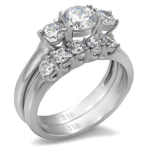 Load image into Gallery viewer, TK098 - High polished (no plating) Stainless Steel Ring with AAA Grade CZ  in Clear