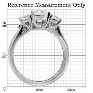 TK098 - High polished (no plating) Stainless Steel Ring with AAA Grade CZ  in Clear