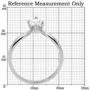 TK0W260 - High polished (no plating) Stainless Steel Ring with AAA Grade CZ  in Clear