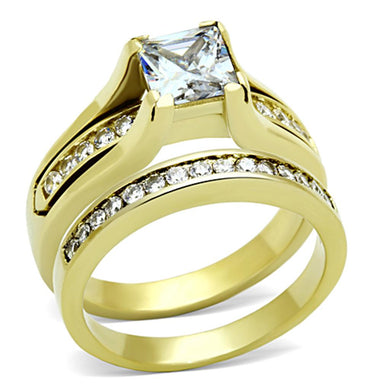 TK0W384 - IP Gold(Ion Plating) Stainless Steel Ring with AAA Grade CZ  in Clear