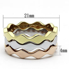 Load image into Gallery viewer, TK1002 - Three Tone (IP Gold &amp; IP Rose Gold &amp; High Polished) Stainless Steel Ring with No Stone