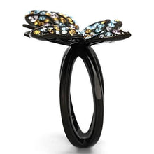 Load image into Gallery viewer, TK1004 - IP Black(Ion Plating) Stainless Steel Ring with Top Grade Crystal  in Multi Color