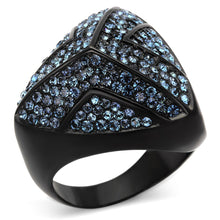 Load image into Gallery viewer, TK1005 - IP Black(Ion Plating) Stainless Steel Ring with Top Grade Crystal  in Montana