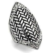 Load image into Gallery viewer, TK1009 - High polished (no plating) Stainless Steel Ring with Top Grade Crystal  in Clear