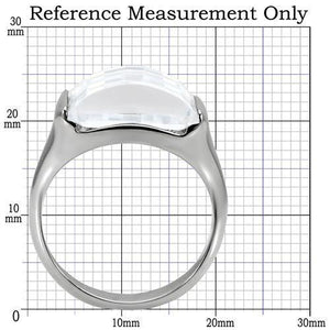 TK100 - High polished (no plating) Stainless Steel Ring with AAA Grade CZ  in Clear