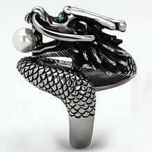 Load image into Gallery viewer, TK1014 - High polished (no plating) Stainless Steel Ring with Synthetic Pearl in White