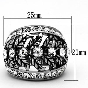 TK1015 - High polished (no plating) Stainless Steel Ring with Top Grade Crystal  in Clear