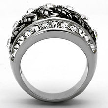 Load image into Gallery viewer, TK1015 - High polished (no plating) Stainless Steel Ring with Top Grade Crystal  in Clear