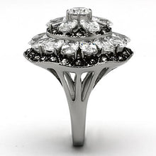 Load image into Gallery viewer, TK1016 - High polished (no plating) Stainless Steel Ring with AAA Grade CZ  in Clear