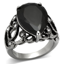 Load image into Gallery viewer, TK1017 - High polished (no plating) Stainless Steel Ring with AAA Grade CZ  in Jet