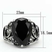 Load image into Gallery viewer, TK1017 - High polished (no plating) Stainless Steel Ring with AAA Grade CZ  in Jet