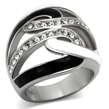 Load image into Gallery viewer, TK1018 - High polished (no plating) Stainless Steel Ring with Top Grade Crystal  in Clear