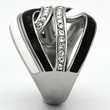 Load image into Gallery viewer, TK1018 - High polished (no plating) Stainless Steel Ring with Top Grade Crystal  in Clear