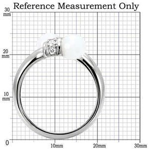 TK101 - High polished (no plating) Stainless Steel Ring with Milky CZ  in White