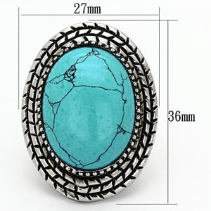 TK1022 - High polished (no plating) Stainless Steel Ring with Semi-Precious Turquoise in Sea Blue