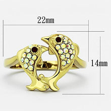 Load image into Gallery viewer, TK1023 - IP Gold(Ion Plating) Stainless Steel Ring with Top Grade Crystal  in Multi Color