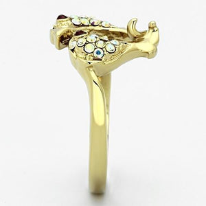 TK1023 - IP Gold(Ion Plating) Stainless Steel Ring with Top Grade Crystal  in Multi Color