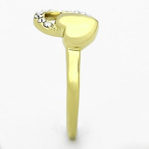 TK1024 - IP Gold(Ion Plating) Stainless Steel Ring with Top Grade Crystal  in Clear