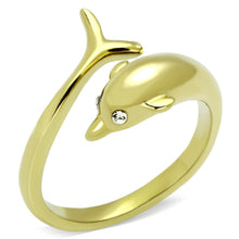 Load image into Gallery viewer, TK1027 - IP Gold(Ion Plating) Stainless Steel Ring with Top Grade Crystal  in Clear