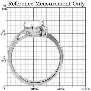 TK102 - High polished (no plating) Stainless Steel Ring with AAA Grade CZ  in Clear