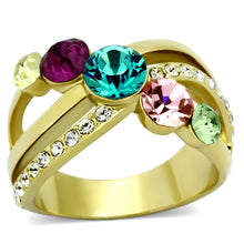 Load image into Gallery viewer, TK1031 - IP Gold(Ion Plating) Stainless Steel Ring with Top Grade Crystal  in Multi Color