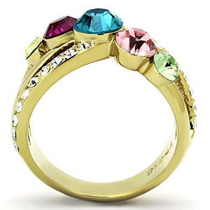 TK1031 - IP Gold(Ion Plating) Stainless Steel Ring with Top Grade Crystal  in Multi Color