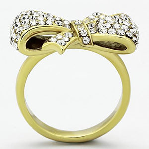 TK1032 - IP Gold(Ion Plating) Stainless Steel Ring with Top Grade Crystal  in Clear